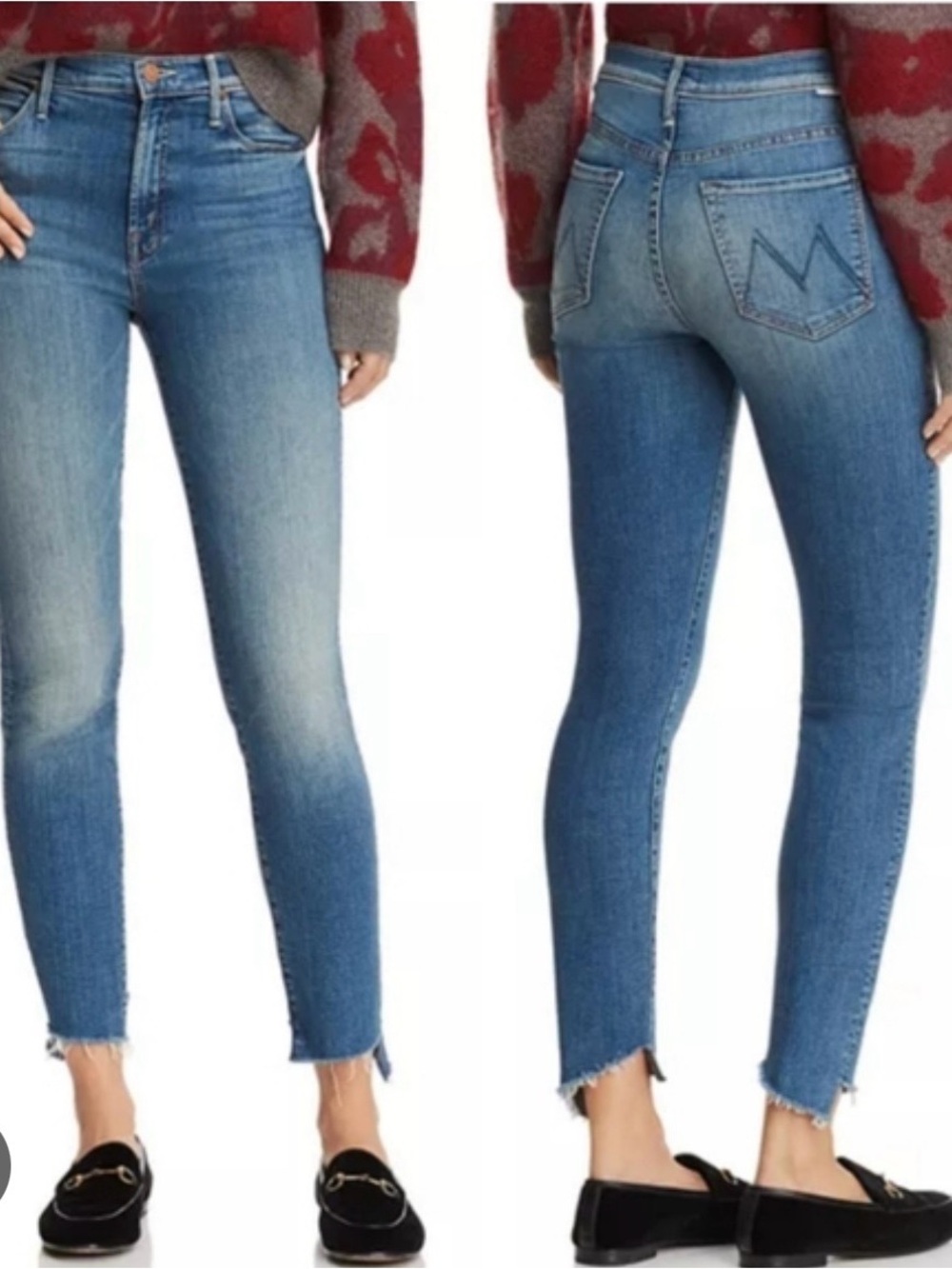 MOTHER Light-Mid Blue High-Rise Skinny Jeans